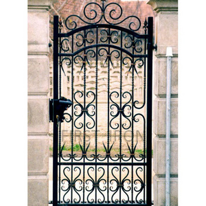 Manual single swing wrought iron front yard gate, small backyard iron gate