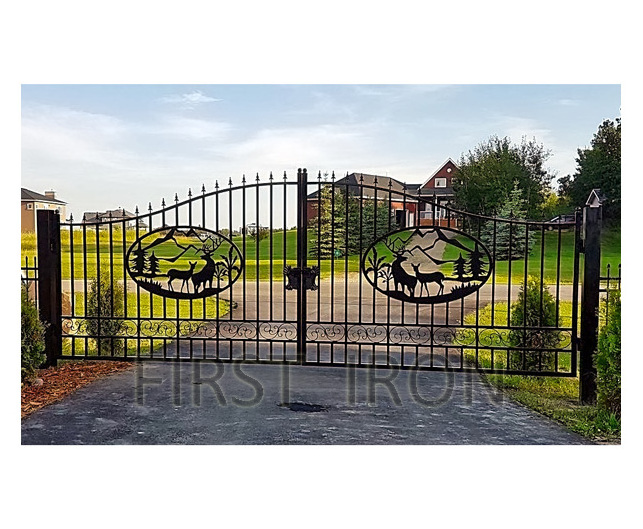 Villa Luxury Custom Security Entrance Swing Driveway Gates Wrought Iron Main Gate Design