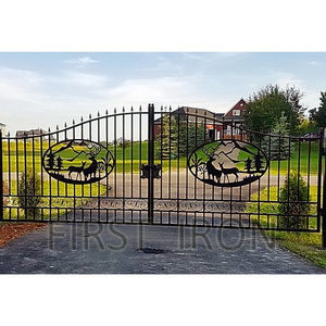 Villa Luxury Custom Security Entrance Swing Driveway Gates Wrought Iron Main Gate Design