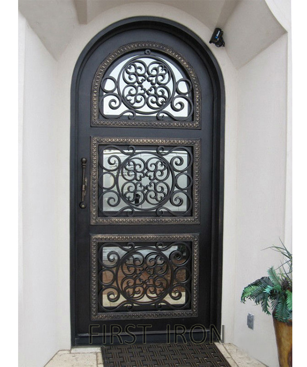 Modern steel security iron entrance metal door single swing privacy door