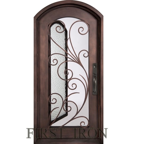 Factory wholesale security glass wrought iron entry doors