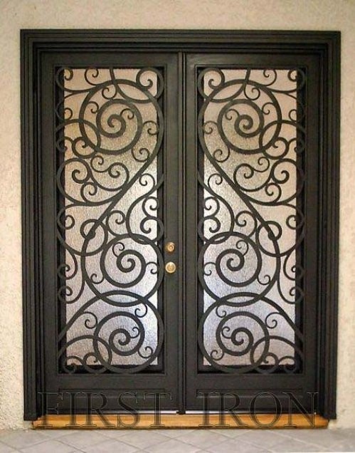 Factory wholesale swing door wrought iron interior door grill design