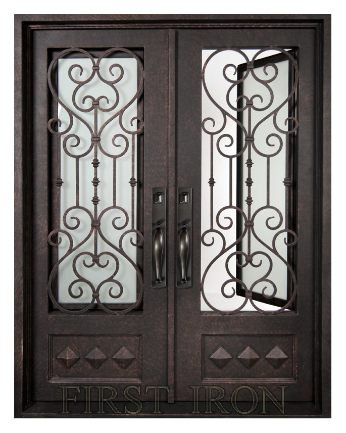 Factory wholesale swing door wrought iron interior door grill design