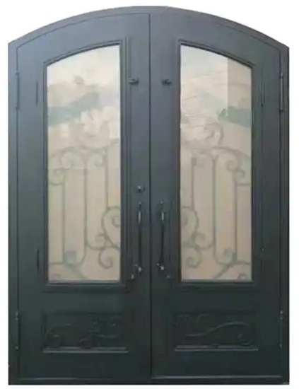 European villa standard entry double swing wrought iron exterior door