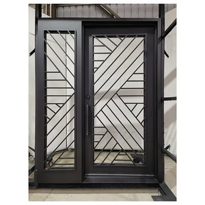 Wholesale anti theft entrance safety wrought iron single door with sidelight