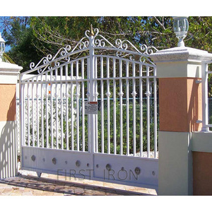 Latest wrought iron side gates decorative wrought iron main gate with wheel