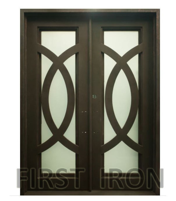 Factory Price Luxury Wrought Iron Glass Doors Design Double Entry Door For Villa