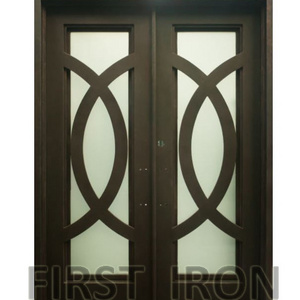 Factory Price Luxury Wrought Iron Glass Doors Design Double Entry Door For Villa