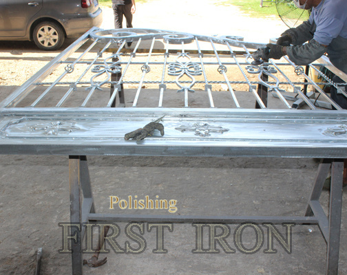 Artistic oversize laser cutting wrought iron gates, forged double swing iron driveway gate