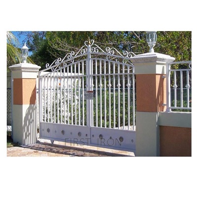 Modern electric sliding wrought iron driveway main entrance gate design