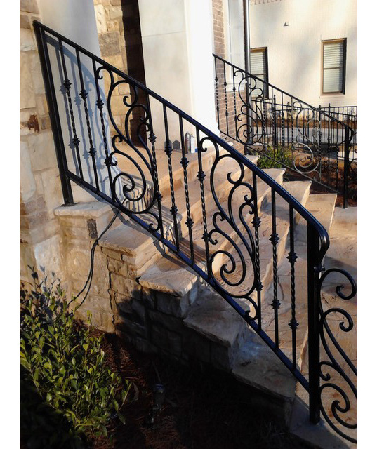 Elegant front porch black wrought iron railings for outdoor steps