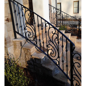 Elegant front porch black wrought iron railings for outdoor steps