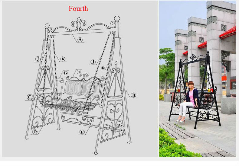 5 foot black wrought iron porch swings with stand