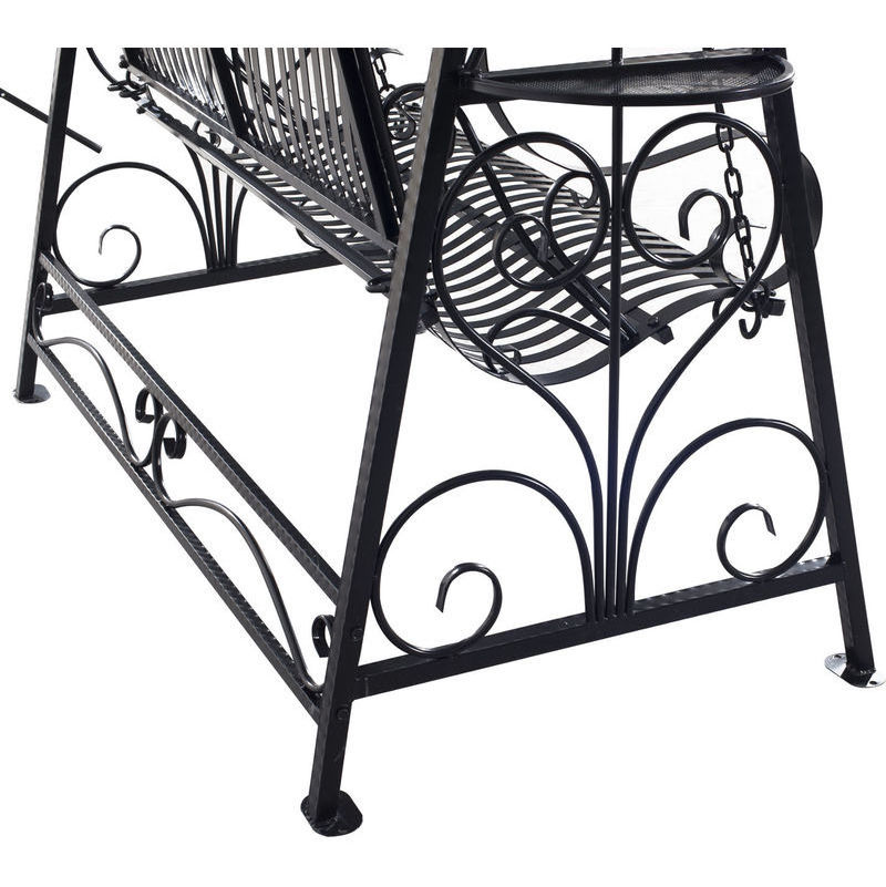 5 foot black wrought iron porch swings with stand