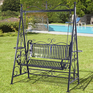 5 foot black wrought iron porch swings with stand