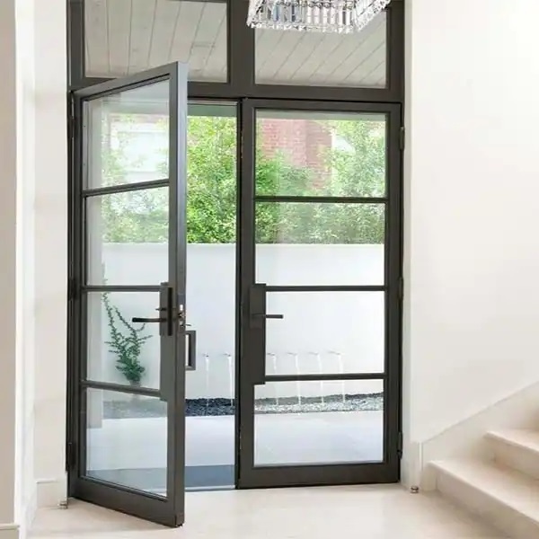 Modern French style forged iron and glass swing doors ornamental iron doors