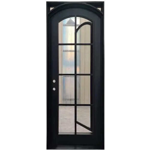 New design apartment bedroom steel security wrought iron glass main door