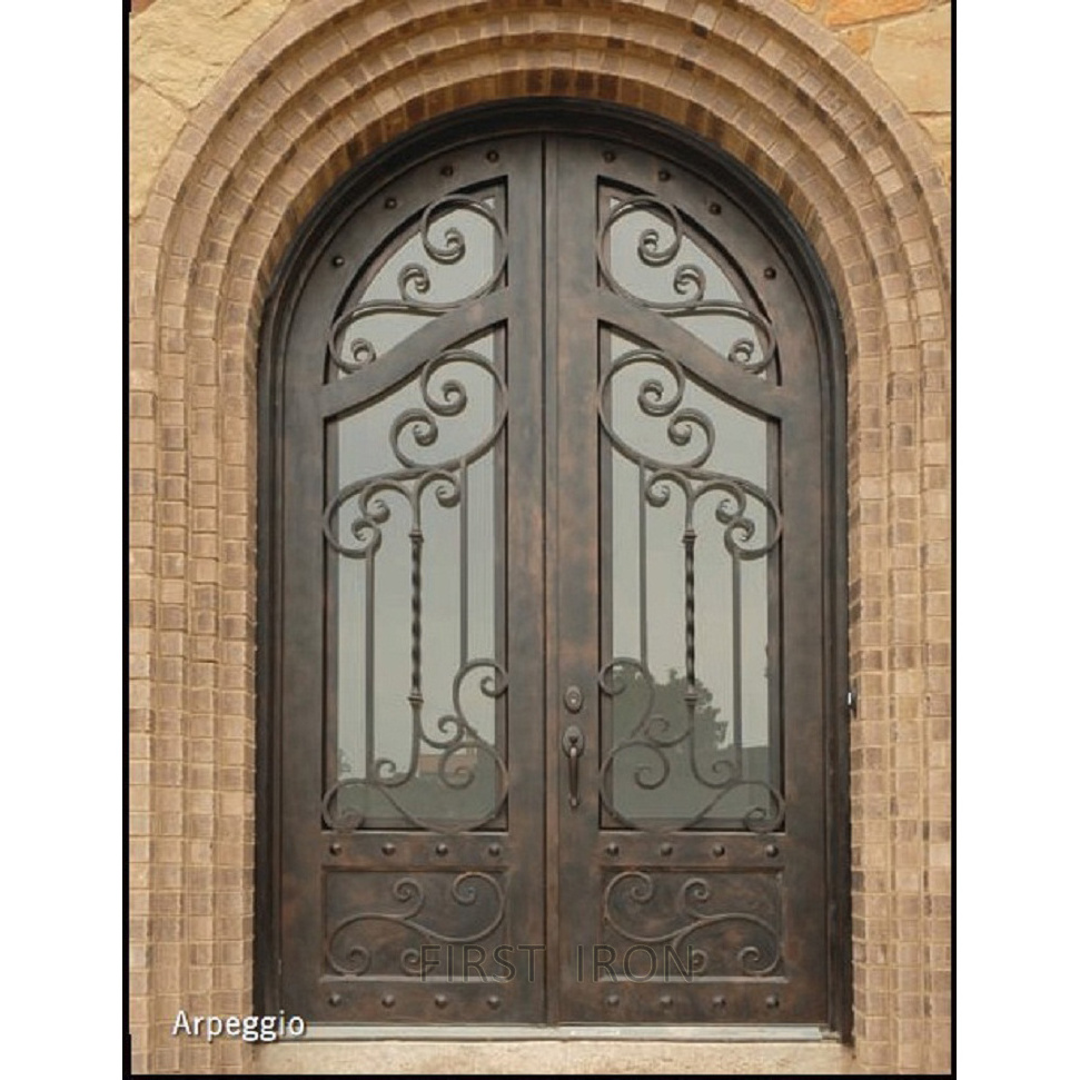 High Quality OEM/ODM simple grill main front designs used exterior wrought iron doors for sale