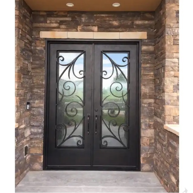 Wholesale modern house wrought used commercial steel doors with glass