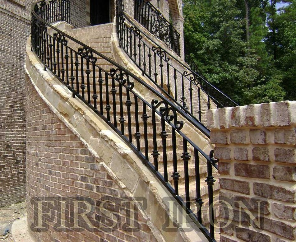 Elegant front porch black wrought iron railings for outdoor steps