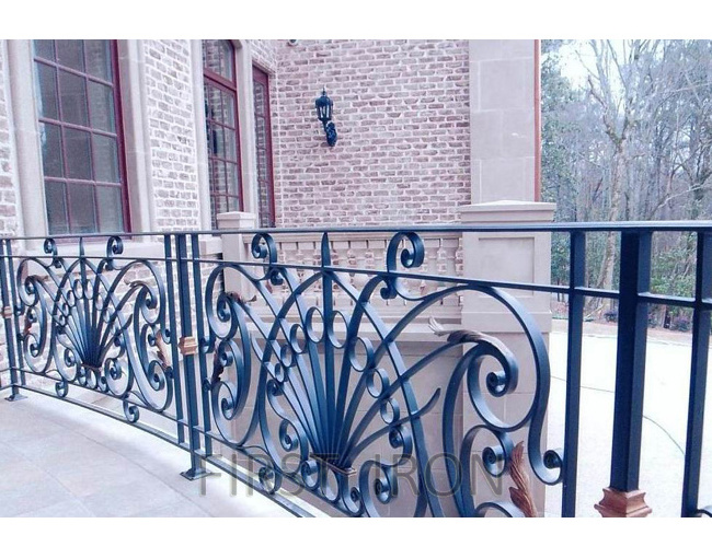 Hot selling black modern wrought iron balcony railing porch iron railings for house