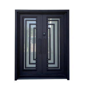 Factory exterior flat metal front door wrought iron modern entrance doors