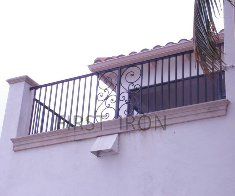 Straight elegant modern exterior galvanized wrought iron porch railings