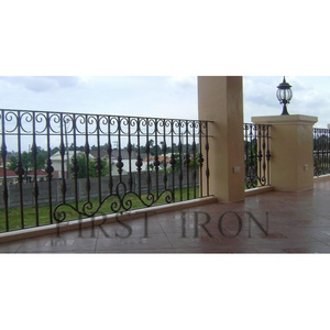 Hot selling black modern wrought iron balcony railing porch iron railings for house