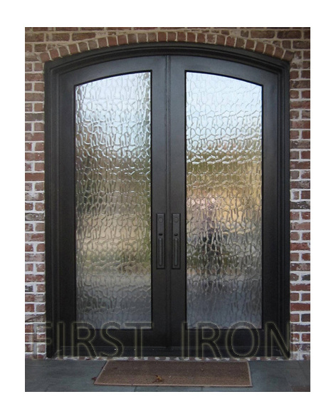 Factory Price Luxury Wrought Iron Glass Doors Design Double Entry Door For Villa