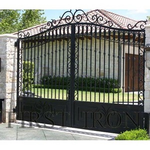 French elegant wrought iron swing driveway gates