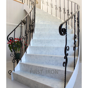 Modern Japanese style wrought iron curved stair railings, simple iron interior stair railings