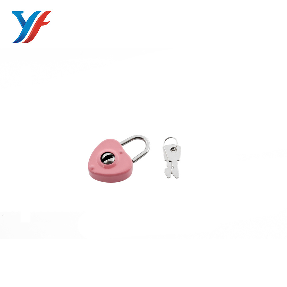 Pink cute color mini heart padlock with keys