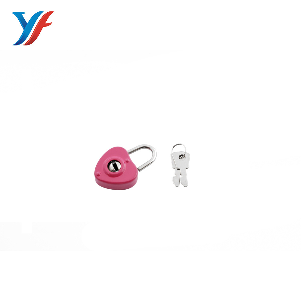 Pink cute color mini heart padlock with keys