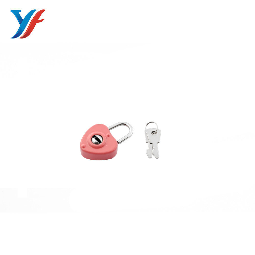 Pink cute color mini heart padlock with keys