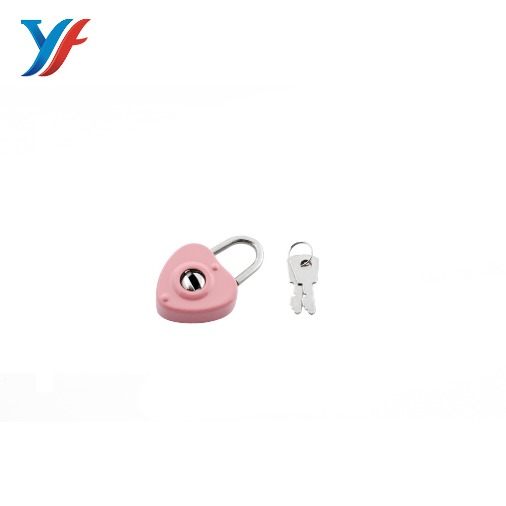 Pink cute color mini heart padlock with keys