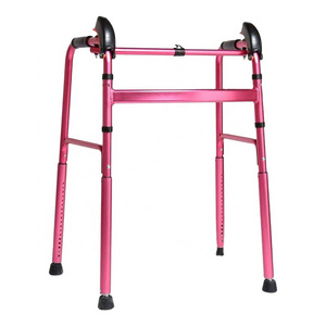 Red Color Folding Walker Helping Climb Stair for Elderly and Disabled