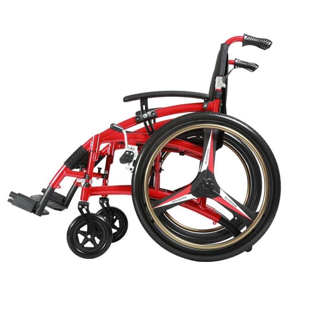 High-end folding wheelchair with swing away footrest for European market