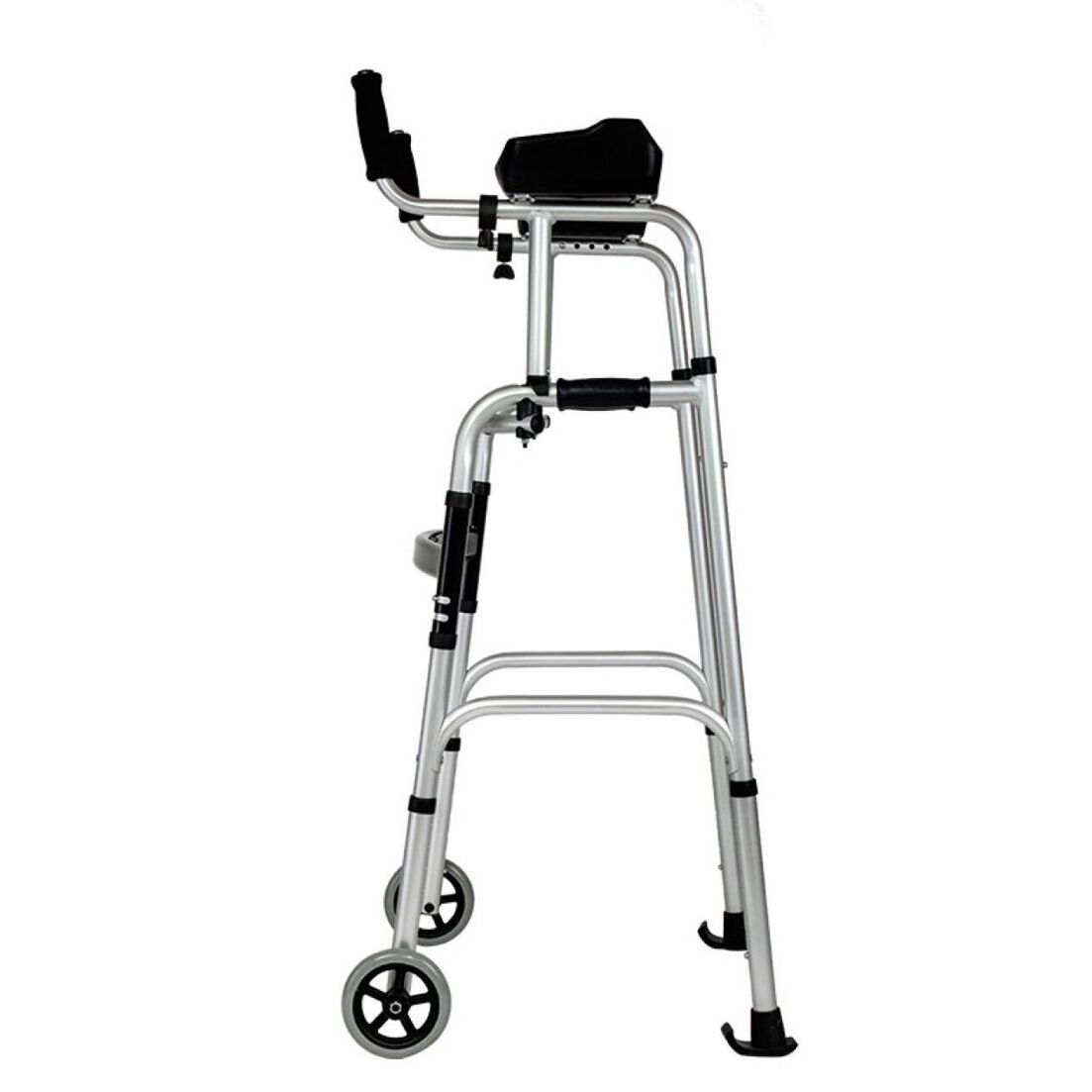 Aluminum foldable walker with wheels and arm platform for elderly