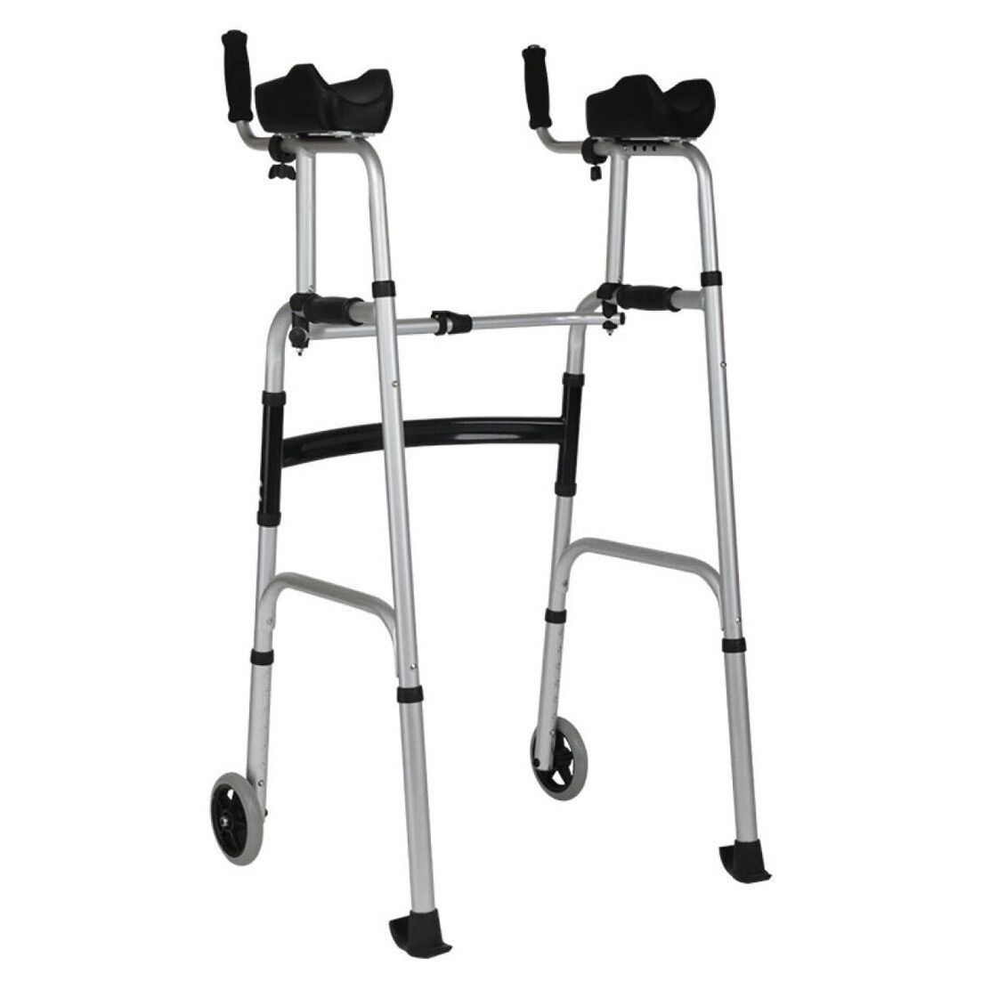 Aluminum foldable walker with wheels and arm platform for elderly