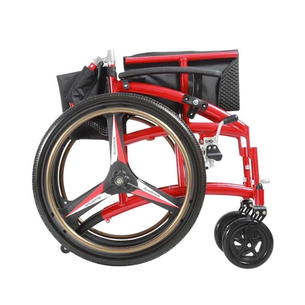 High-end folding wheelchair with swing away footrest for European market