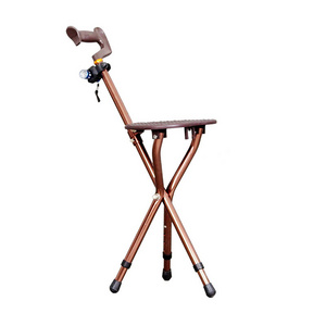 Multifunctional Adjustable Folding Aluminum Walking Stick with Chairs for Elderly