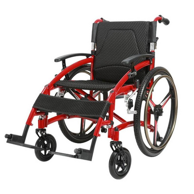 High-end folding wheelchair with swing away footrest for European market