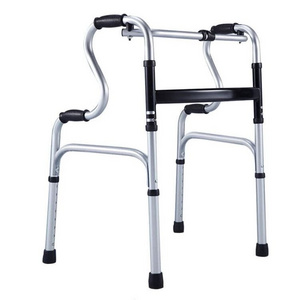 Aluminum Alloy Lightweight One-button Folding Standing Walker with Round Cross Brace for Adult