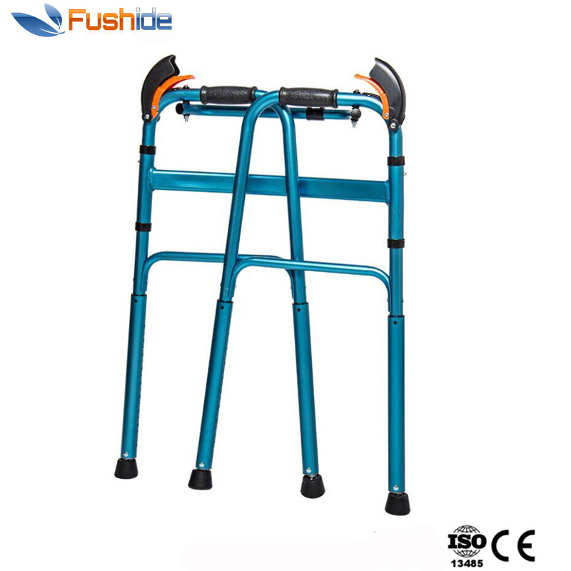 Red Color Folding Walker Helping Climb Stair for Elderly and Disabled