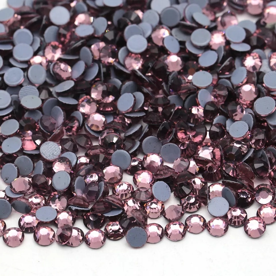 SS10-30 Rose Hotfix Glass Rhinestones hot Fix Crystal Stones Flatback Round Glass Stones Hotfix Lron On Rhinestone For Crafts