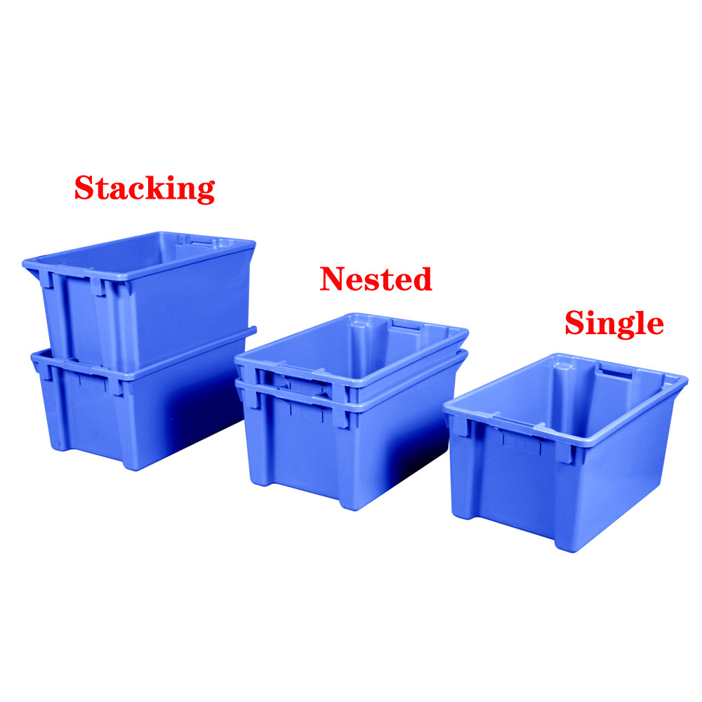 Heavy duty supermarket storage food plastic moving box containers crate stackable nest turnover plastic crate