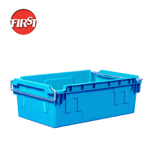 China wholesale price plastic stackable storage crate with metal handle crates plastic storage