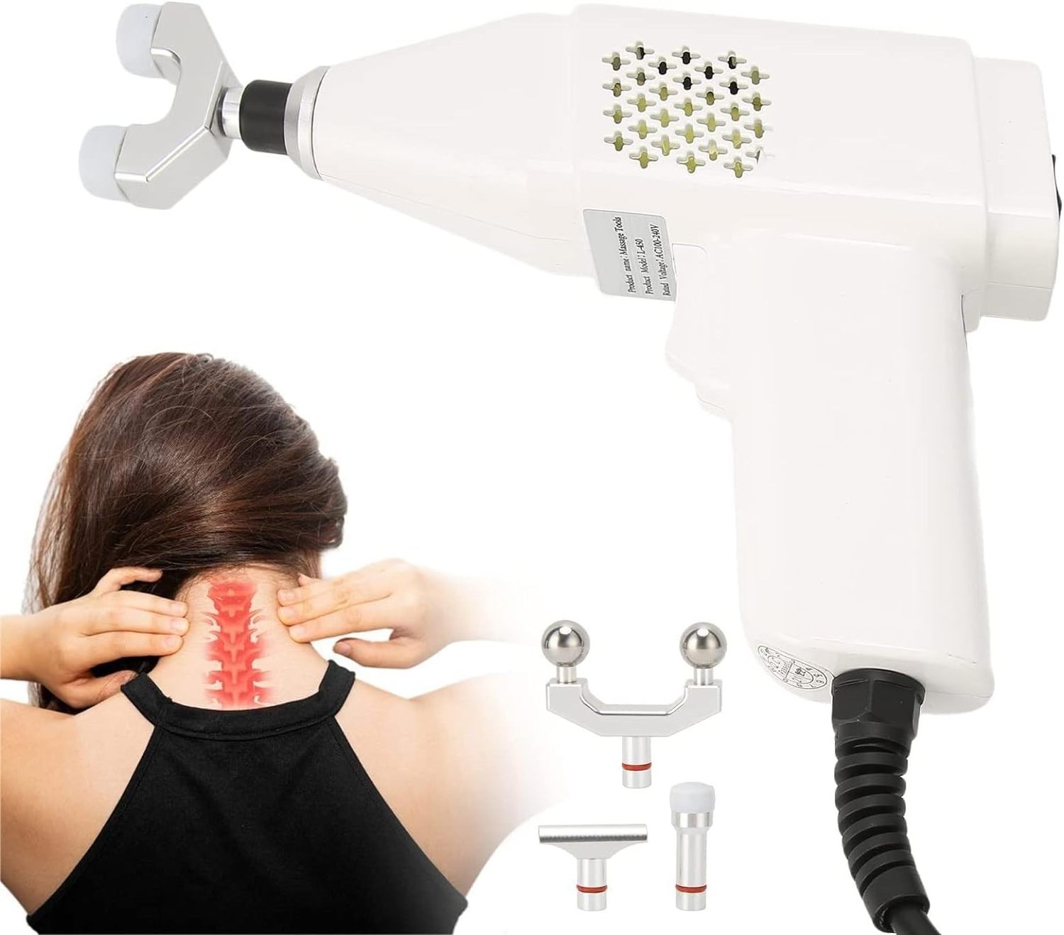 Electric Chiropractic Tools Spine Correction Gun Heads Adjustable Instrument Impulse Cervical Massage Health Care Machine