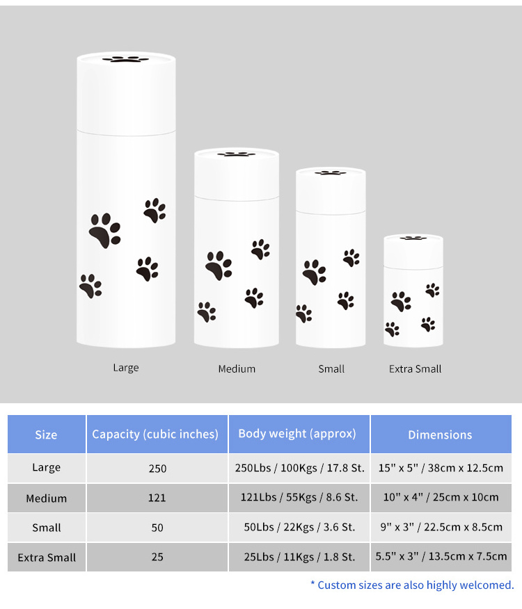 Professional custom biodegradable mini paper tube keepsake funeral supplies animal pet cremation ashes urn