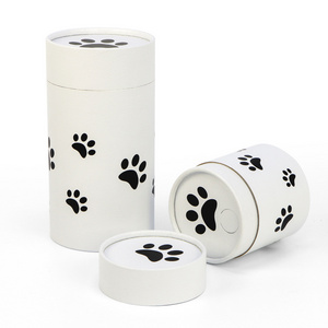 Biodegradable Small Keepsake Cremation Urn Pet Ashes Cat Dog Paw Printed Paper Scattering Tube Packaging